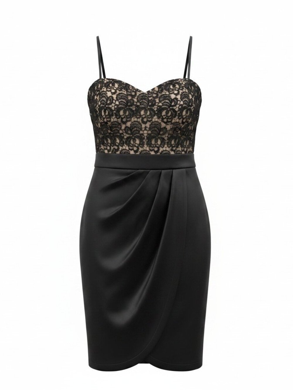 White House Black Market Lace Cocktail Dress Size 6 Black Satin Tulip Wedding